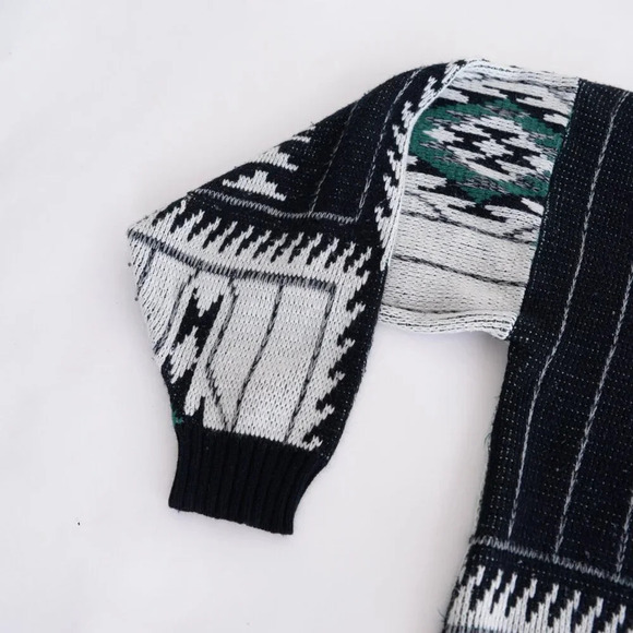 VTG Bobbi Sean Creations Navy White 3D Pattern Eclectic Grandpa Crewneck Sweater - Picture 8 of 8